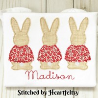 Girl Bunny Trio Machine Applique Design